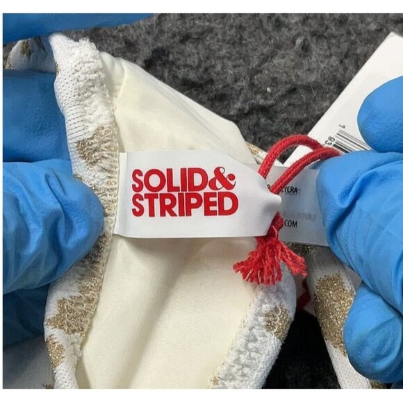 Solid & Striped Elsa Gold Leopard Beachy Sexy Swimsuit Bikini Top Size S - Picture 7 of 10